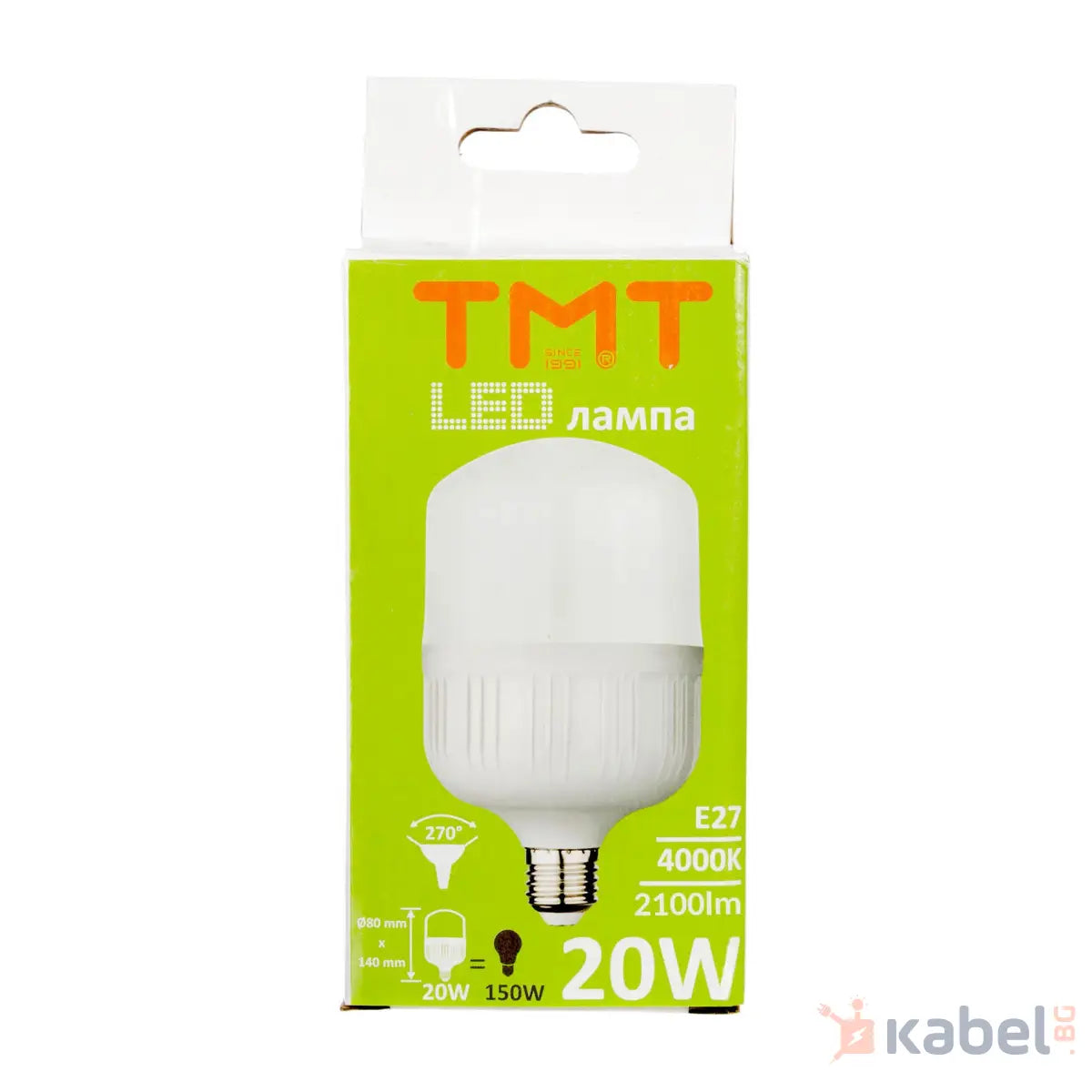 ЛАМПА LED 20W Е27 4000K 1900-2100Lm T80-B-20W