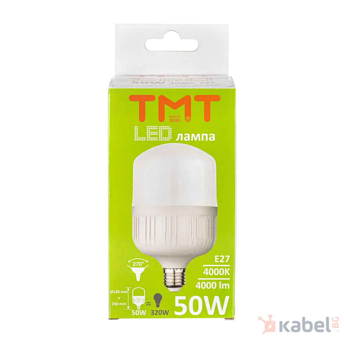 ЛАМПА LED 50W Е27 4000K 4000-4700Lm T140-B-50W