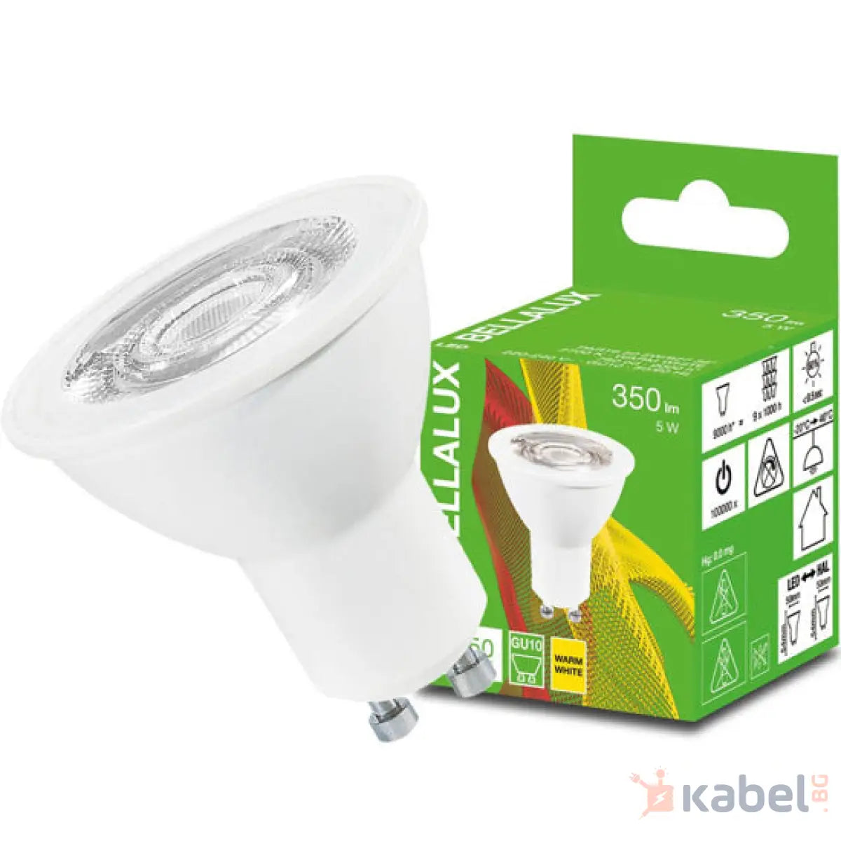 ЛАМПА LED BELLALUX 5W/827 GU10,2700K,350lm ,36°