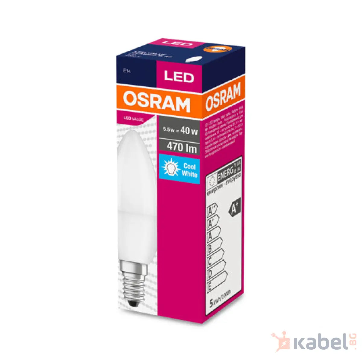 ЛАМПА LED VALUE CL B 4.9-5.5W/840 Е14,4000K,470lm,