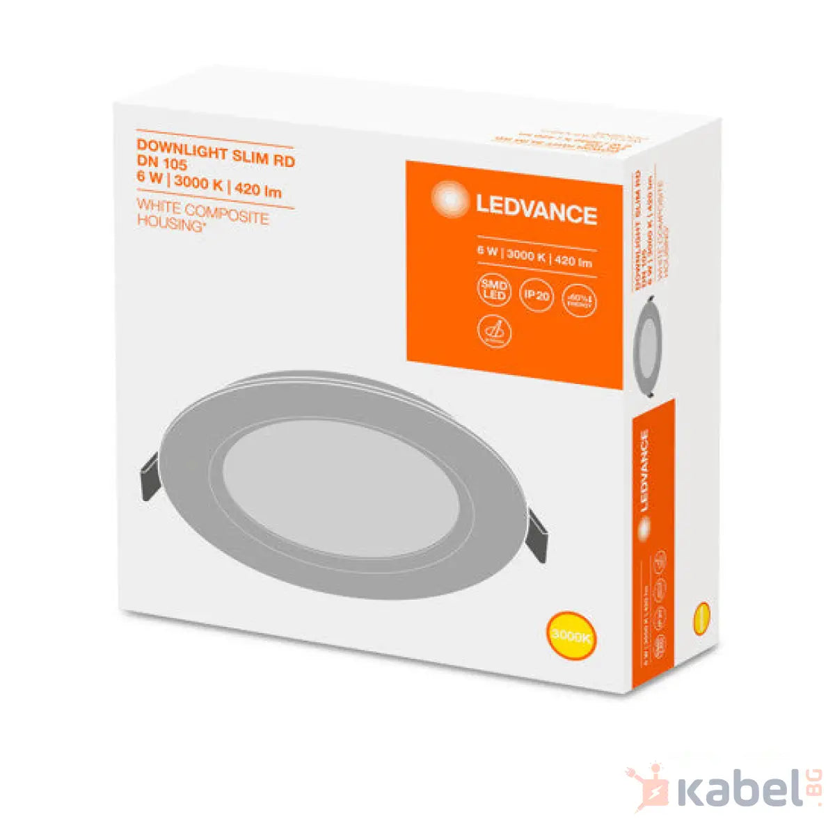 ЛУНА LED SLIM DN105 6W 3000K 420lm Ф118mm 52222