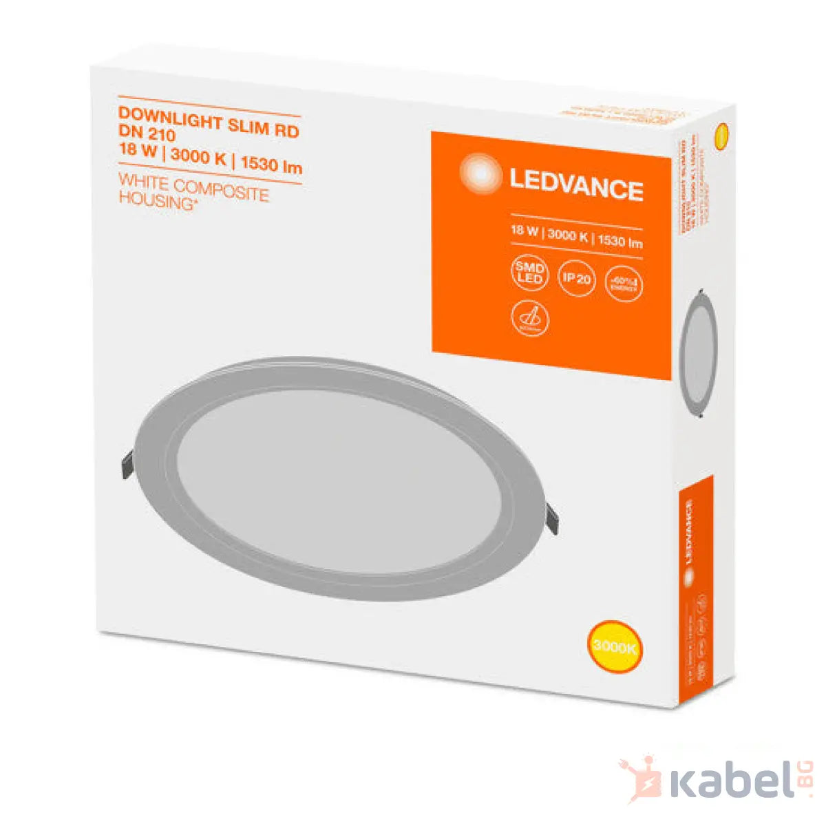 ЛУНА LED SLIM DN210 18W 3000K,1530lm,Ф225mm,79090