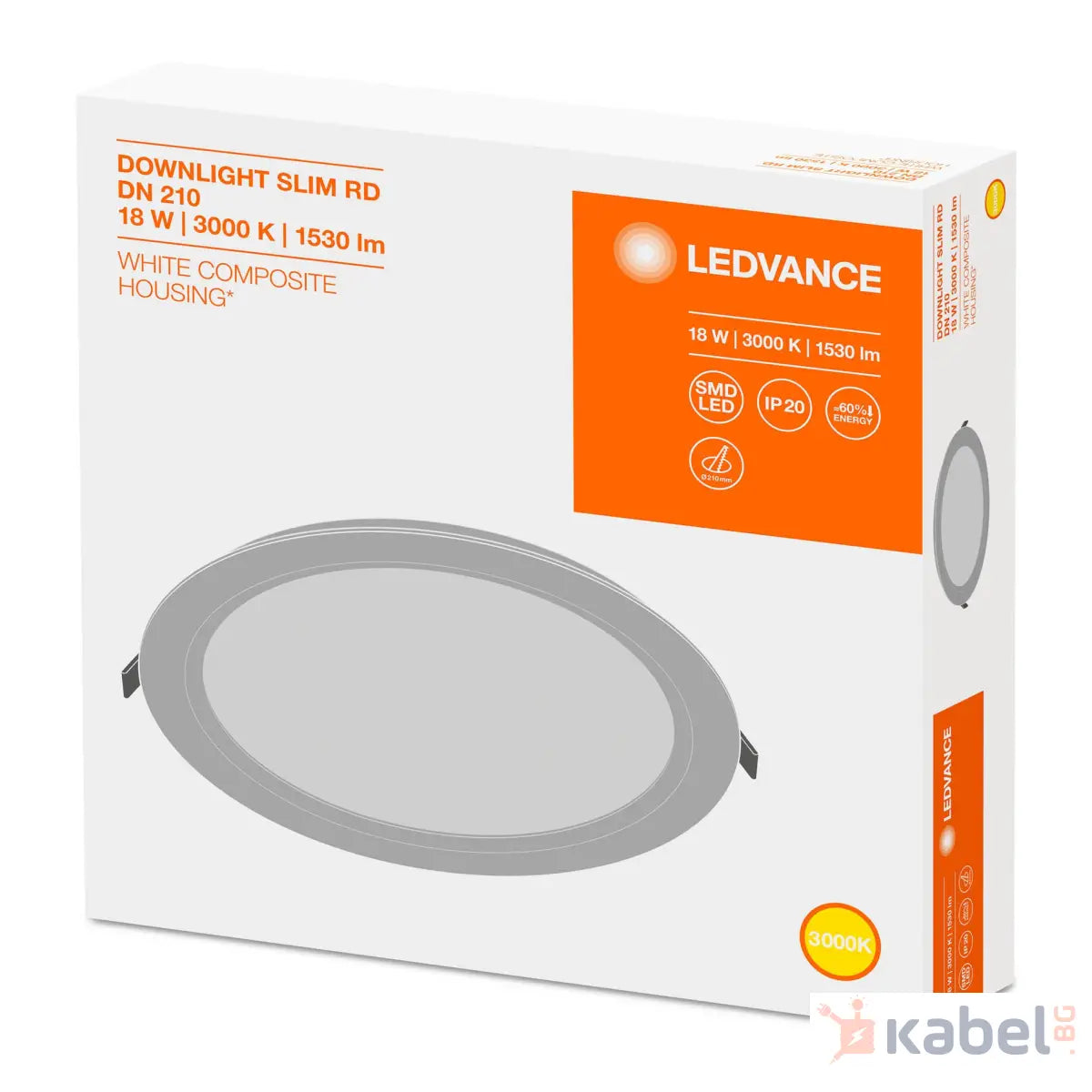 ЛУНА LED SLIM DN210 18W 3000K,1530lm,Ф225mm,79090