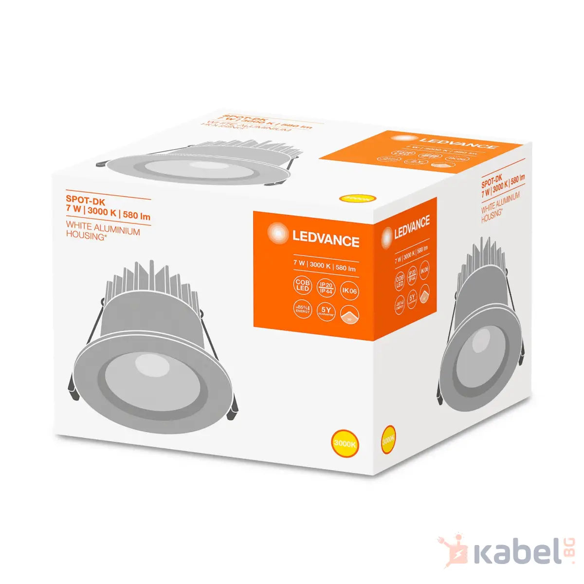 ЛУНА LED SPOT-DK FIX 7W 3000K,580lm,IP44,127166