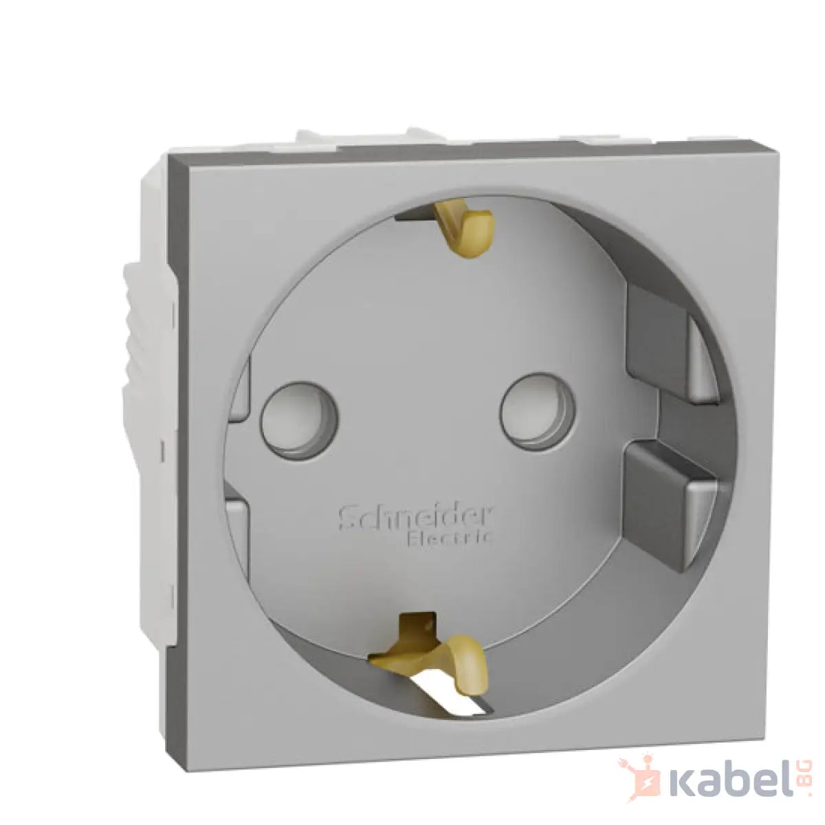 Механизъм на единичен контакт Нова Уникa Шнайдер Сив алуминий Сив 16A Шуко с капак Скрит - вграден монтаж IP21 D New Unica със защита за деца NU303730