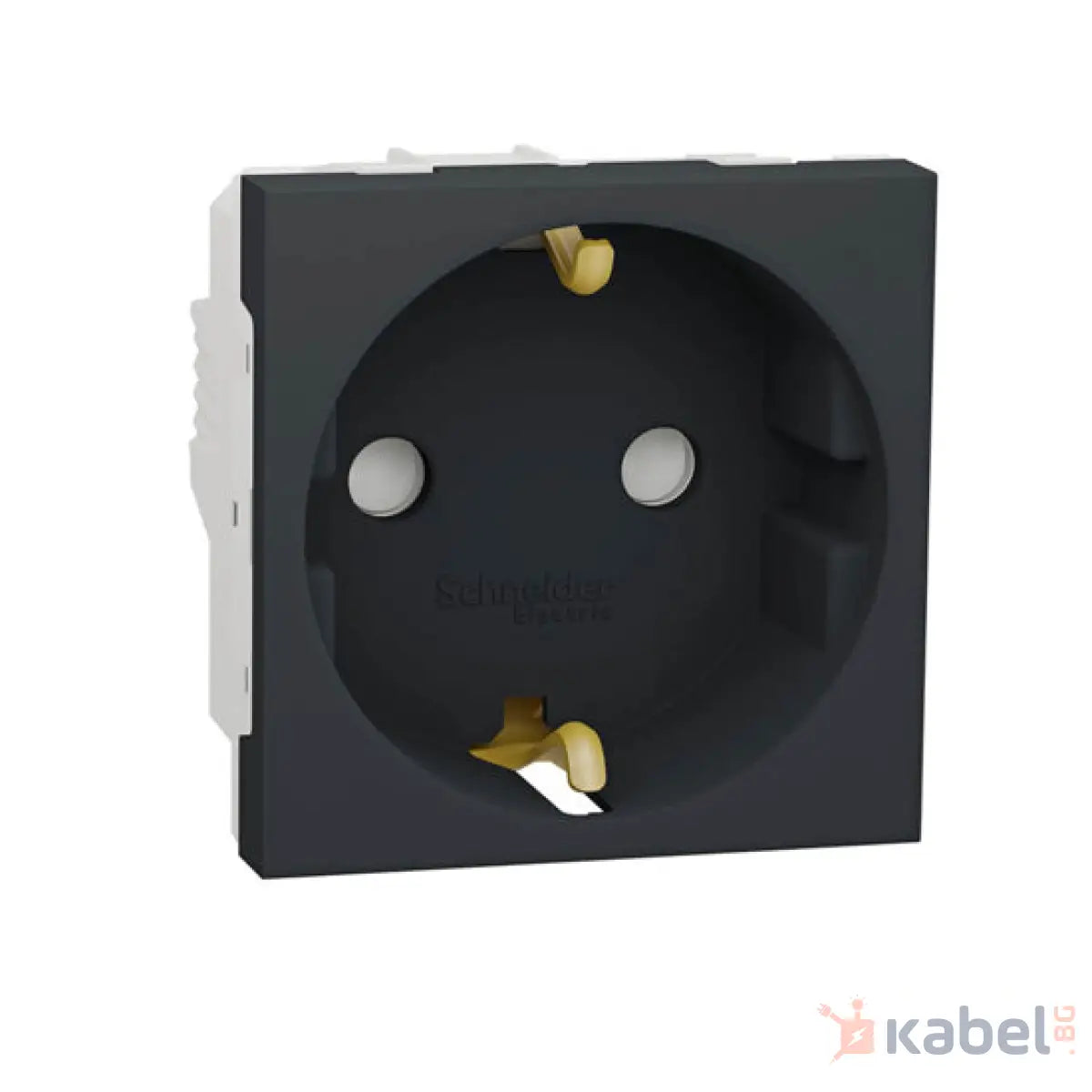 Механизъм на единичен контакт  Нова Уникa Шнайдер Антрацит Черен 16A Шуко с капак Скрит - вграден монтаж IP21 D New Unica със защита за деца NU303754