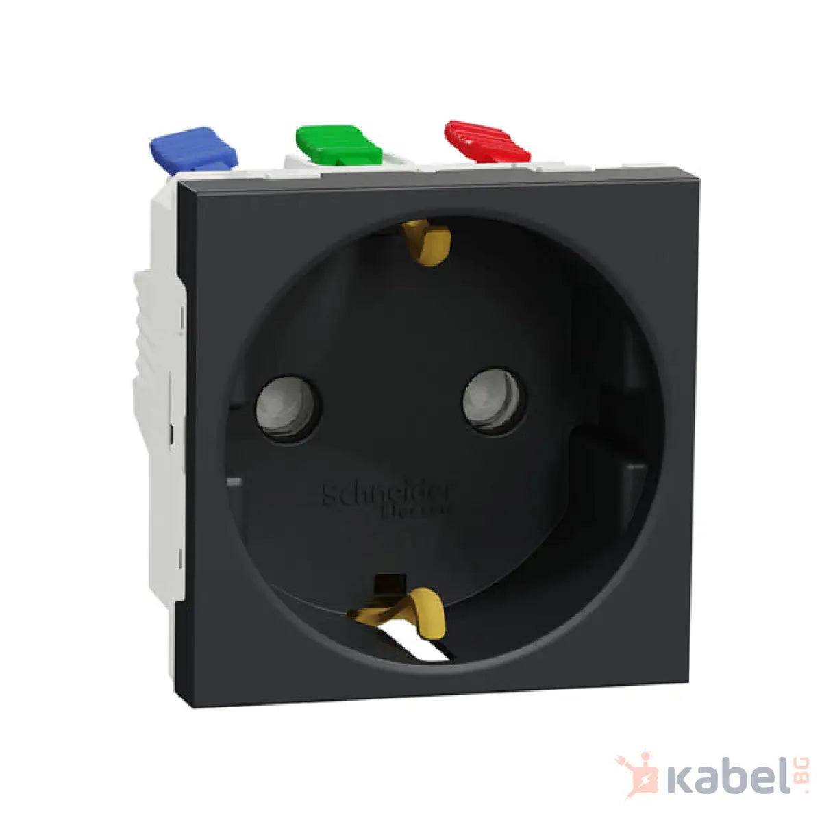 Механизъм на контакт с детска защита  Нова Уникa Шнайдер Антрацит Черен 16A Шуко с капак Скрит - вграден монтаж IP21 New Unica със защита за деца NU305754