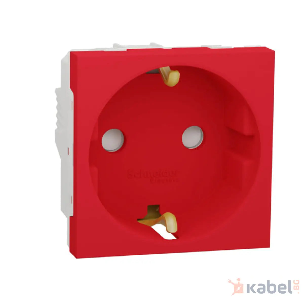 Механизъм на единичен контакт Нова Уникa Шнайдер Червен 16A Шуко с капак Скрит - вграден монтаж IP21 D New Unica със защита за деца NU303703