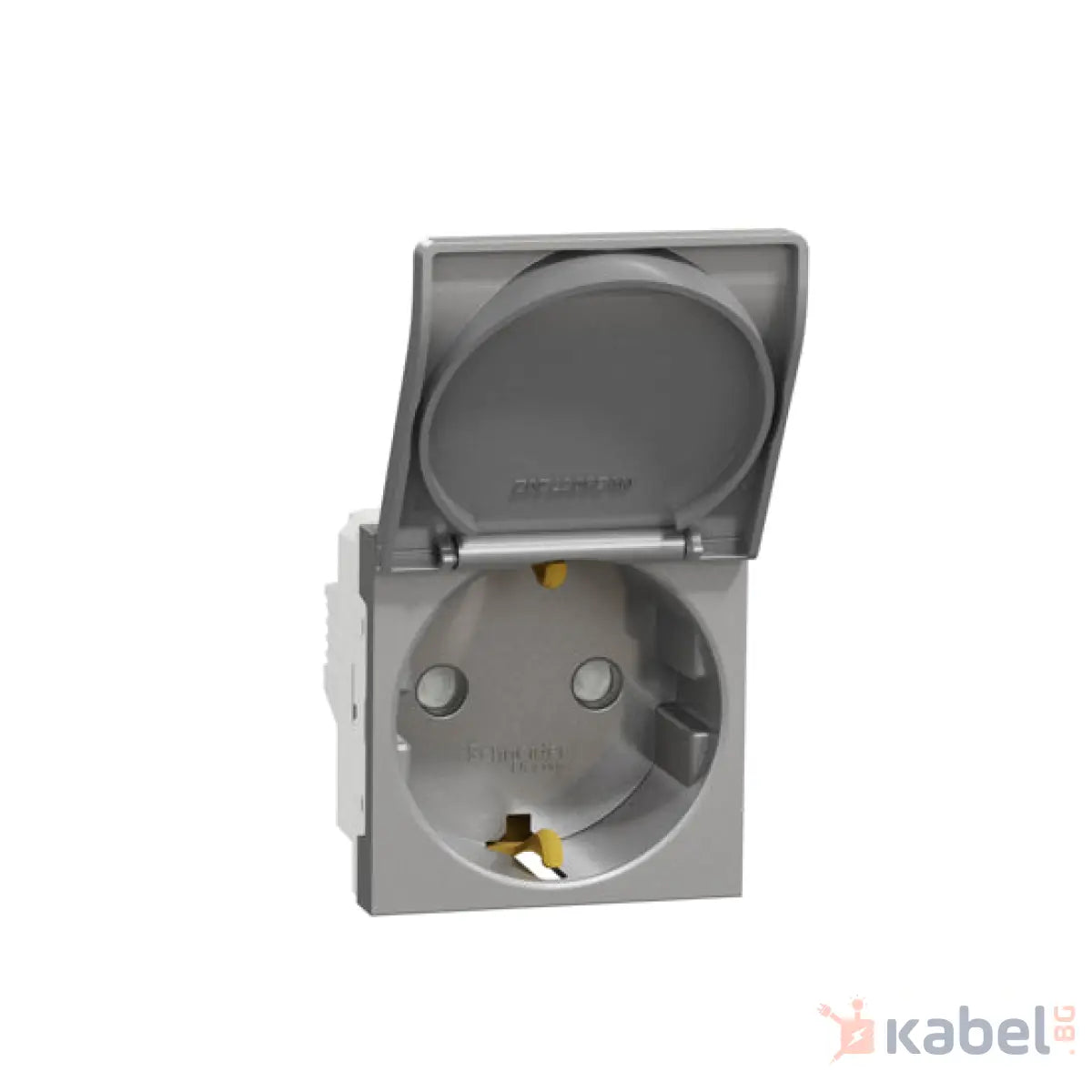Механизъм на контакт с детска защита Нова Уникa Шнайдер Сив алуминий Сив 16A Шуко с капак Скрит - вграден монтаж IP21 D New Unica със защита за деца NU303730TA