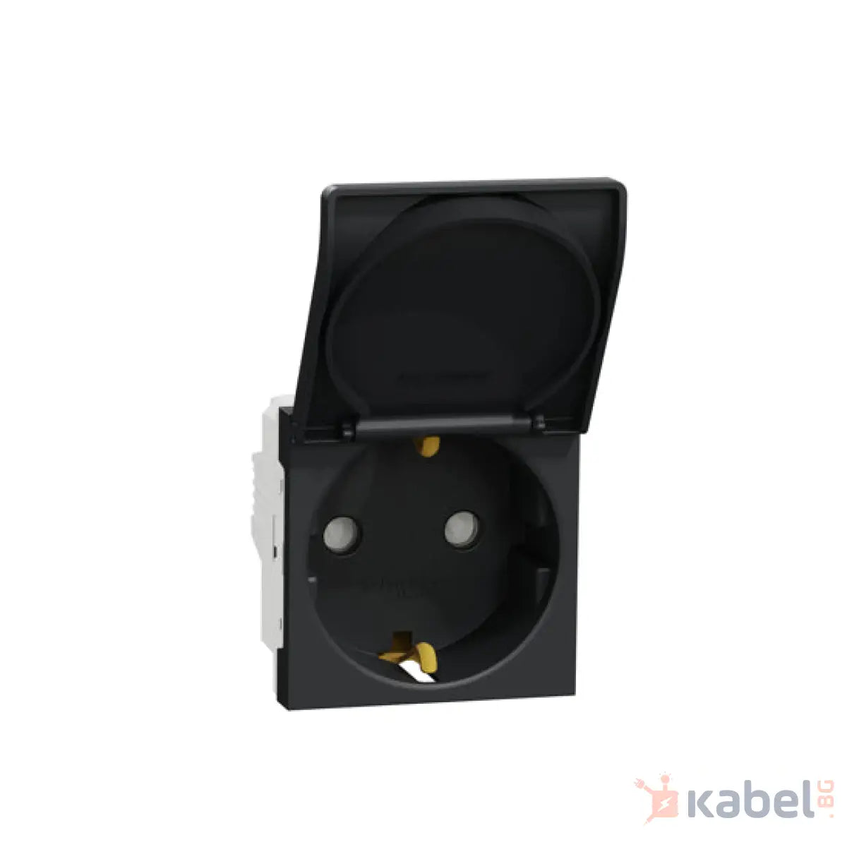 Механизъм на контакт с детска защита Нова Уникa Шнайдер Антрацит Черен 16А Шуко с капак Скрит - вграден монтаж IP21 D New Unica влагозащитен NU303754TA