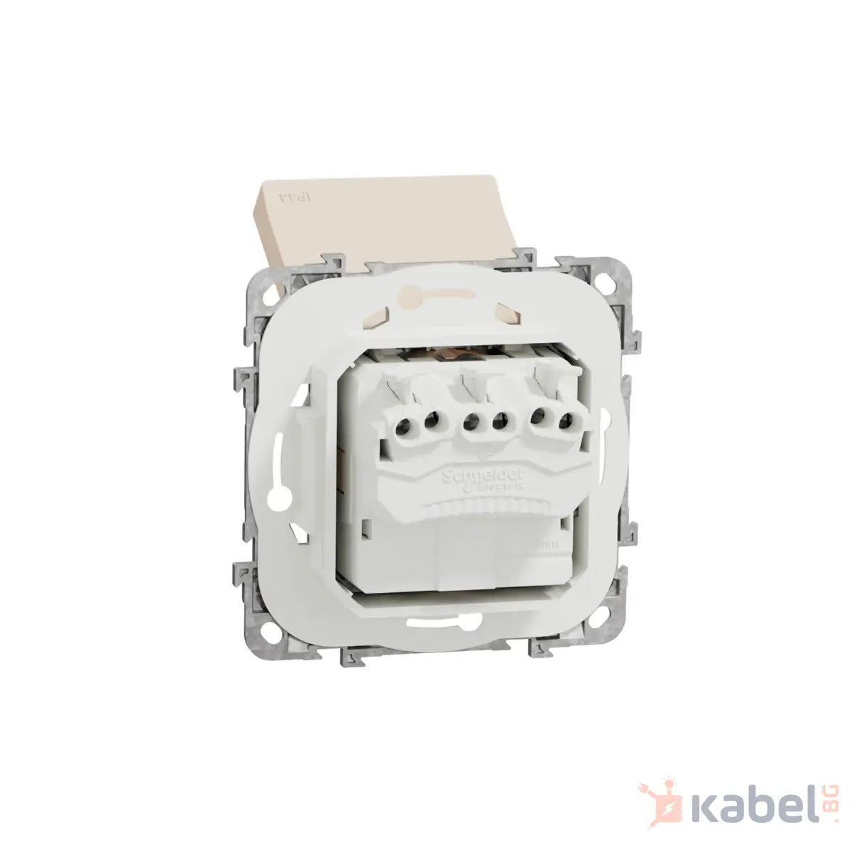 Механизъм на единичен контакт  Нова Уникa Шнайдер Слонова кост Бежов 16A Шуко с капак Скрит - вграден монтаж IP44 New Unica влагозащитен NU508244
