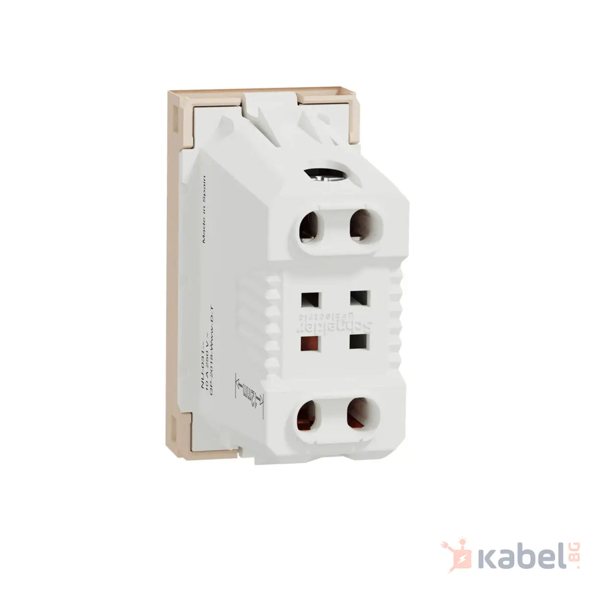 Механизъм на единичен контакт Нова Уникa Шнайдер Слонова кост Бежов 10А с капак Скрит - вграден монтаж IP3x New Unica със защита за деца NU303144