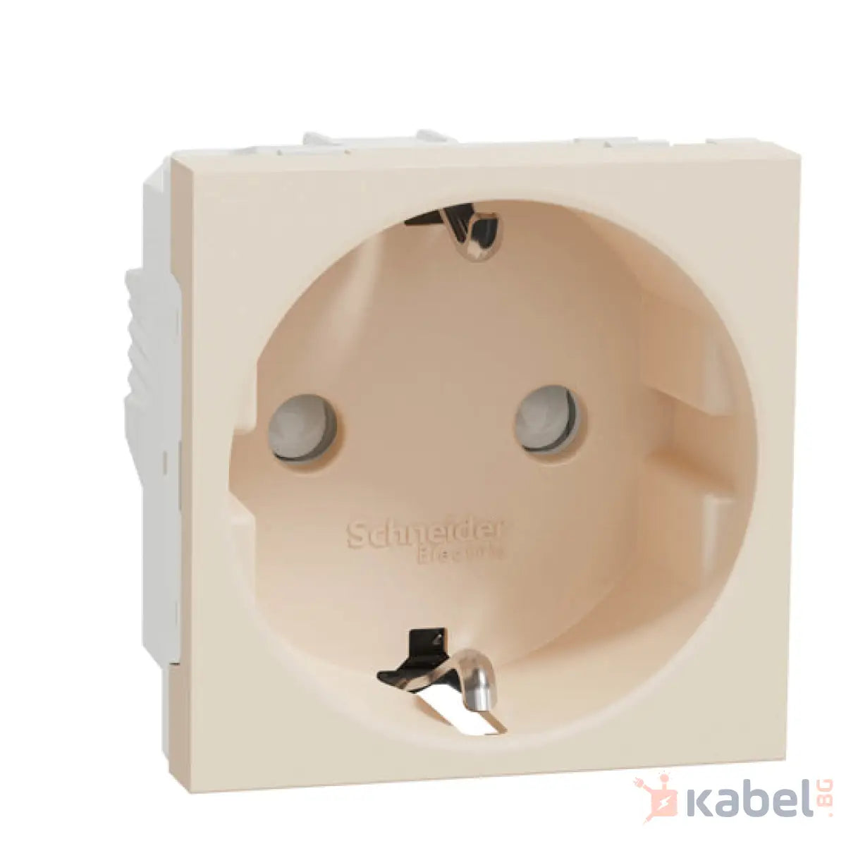 Механизъм на единичен контакт Нова Уникa Шнайдер Слонова кост Бежов 16A Шуко с капак Скрит - вграден монтаж IP21 D New Unica със защита за деца NU303744