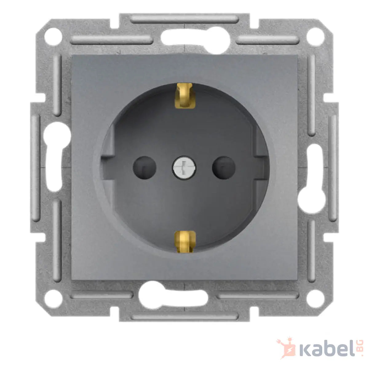 Механизъм за контакт с дефектнотокова защита Асфора Шнайдер Стомана Сив 16А Шуко Скрит - вграден монтаж IP20 Asfora със защита за деца, EPH2900262