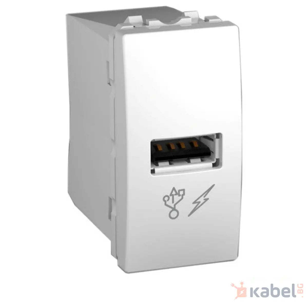 Единичен USB контакт Уникa Шнайдер Бял 1А с капак, USB Скрит - вграден монтаж IP20 Unica MGU3.428.18