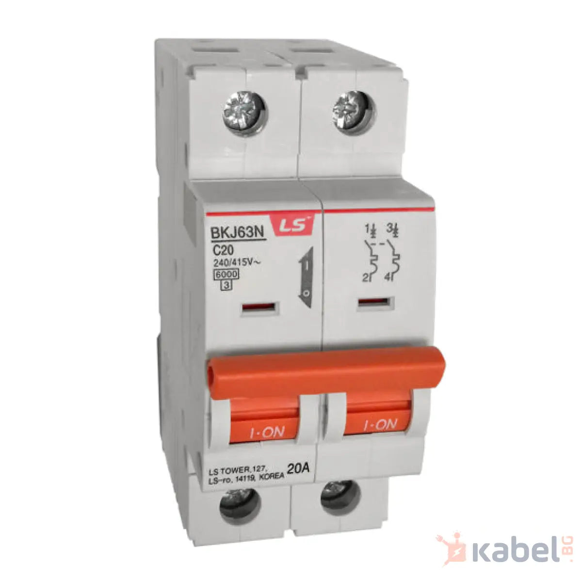 Автоматичен предпазител 20А 2P C 6kA ЛС BKJ Прекъсвач LS