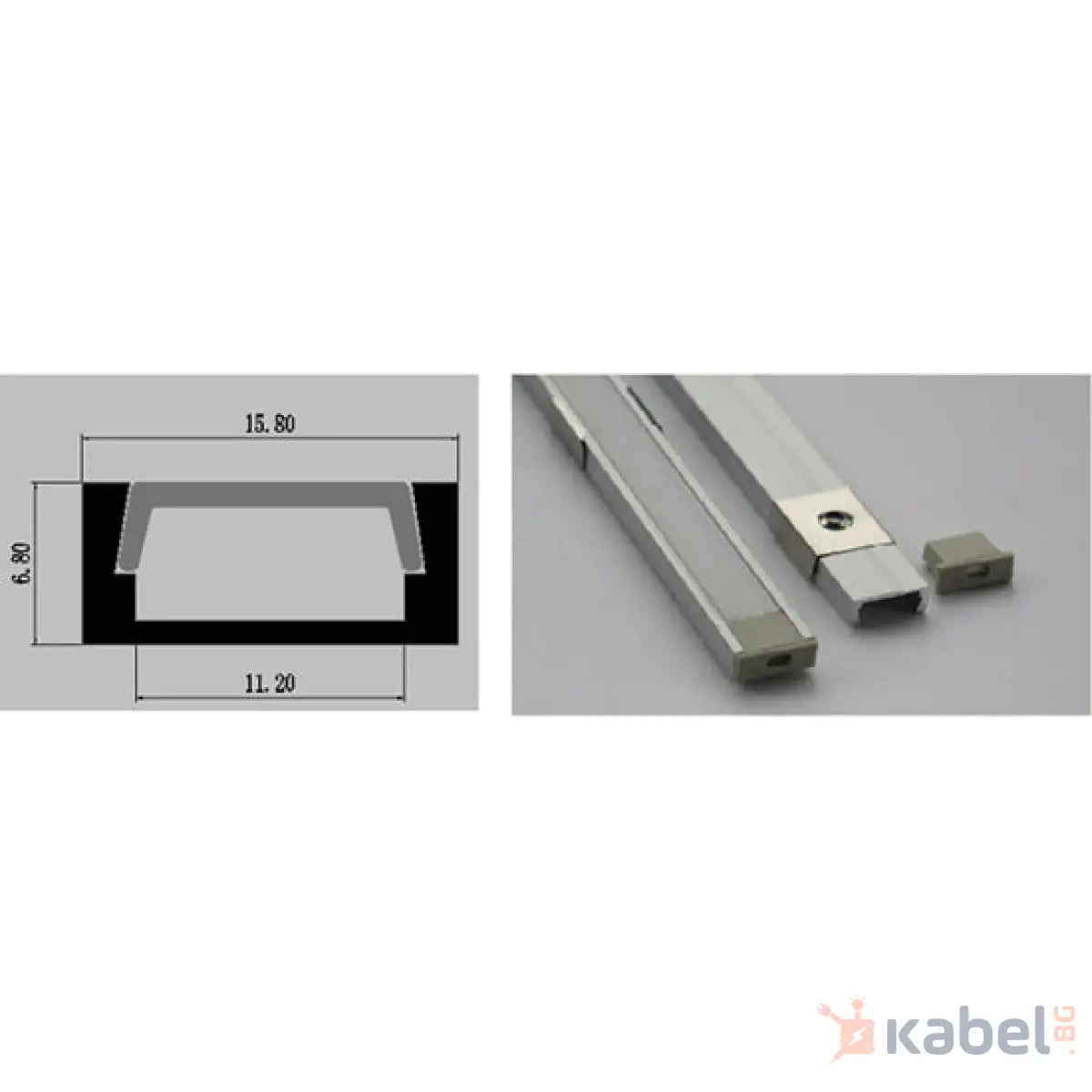 ПРОФИЛ ЛЕНТА LED MC-1607 3000х16х12mm ВЪНШЕН МОНТАЖ