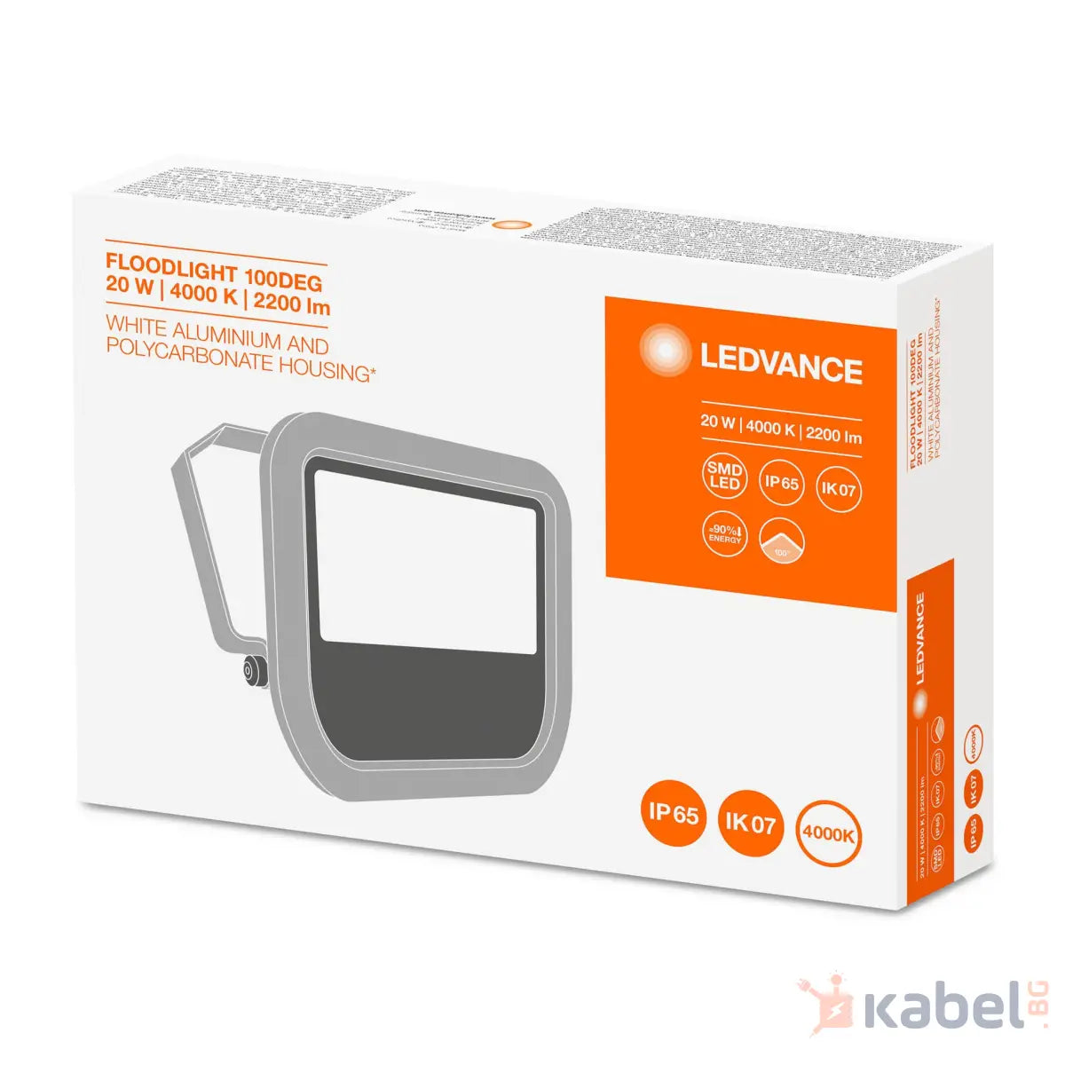 ПРОЖЕКТОР LED 20W 4000K,2400lm,БЯЛ