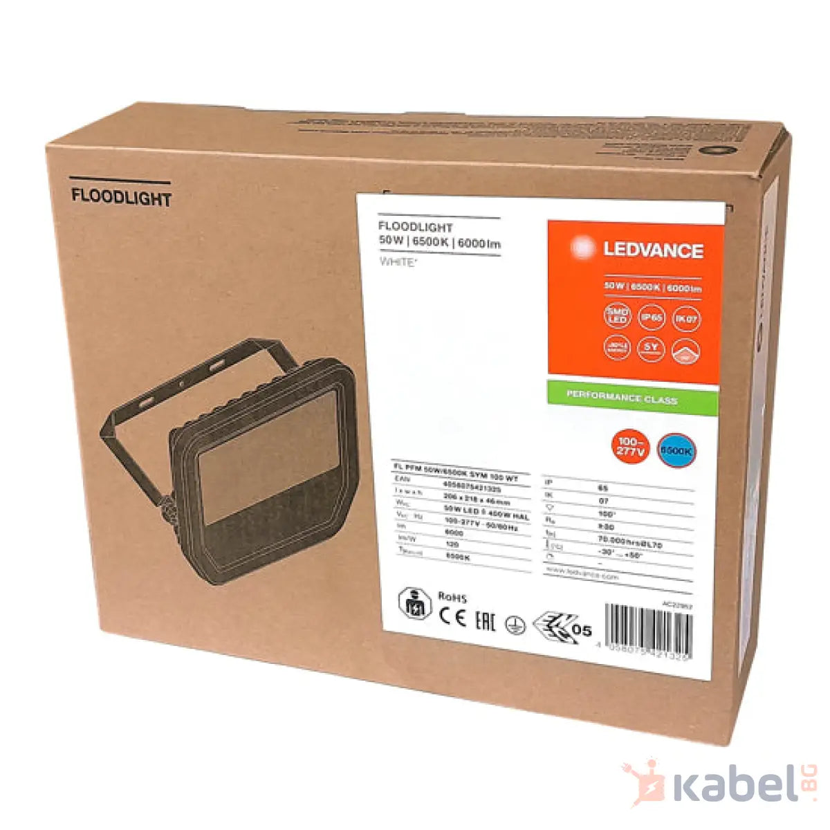 ПРОЖЕКТОР LED 50W 6500K,6000lm,БЯЛ