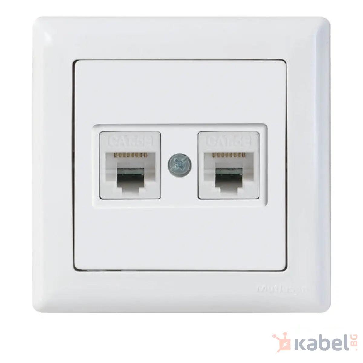 Двойна розетка за интернет RJ45 Бял Скрит - вграден монтаж IP20 за два лан кабела