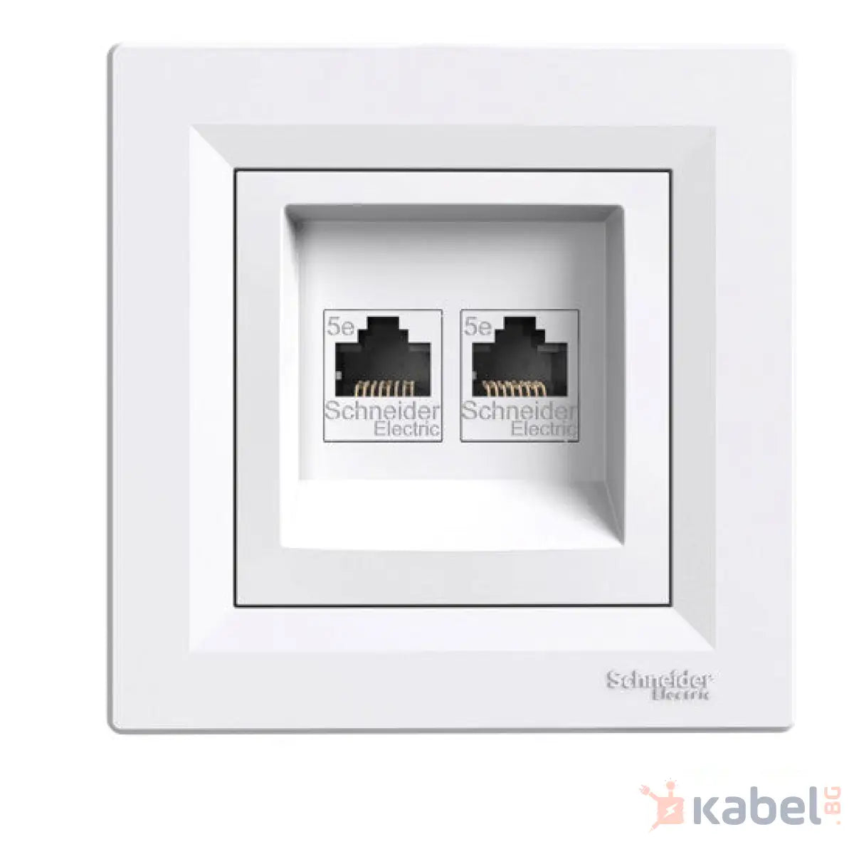 Двойна розетка за интернет RJ45 Асфора Шнайдер Бял Скрит - вграден монтаж IP20 Asfora за два лан кабела, EPH4400121
