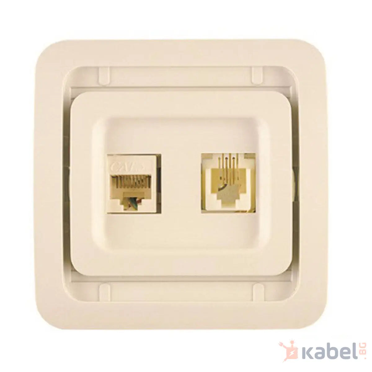 Розетка за интернет и телефон  RJ45 + RJ11 Крем Бежов Скрит - вграден монтаж IP20 комбинирана розетка нет и телефон 32037 МИМОЗА, МАКЕЛ