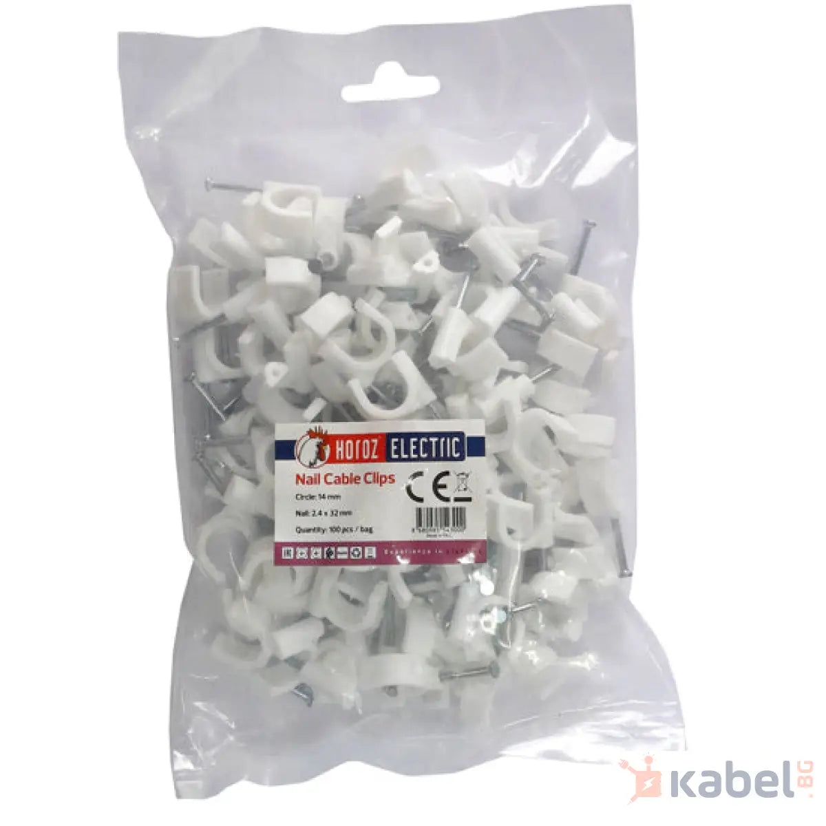 СКОБА ЗА КАБЕЛ 14mm С ПИРОН 100 БР/ПАК