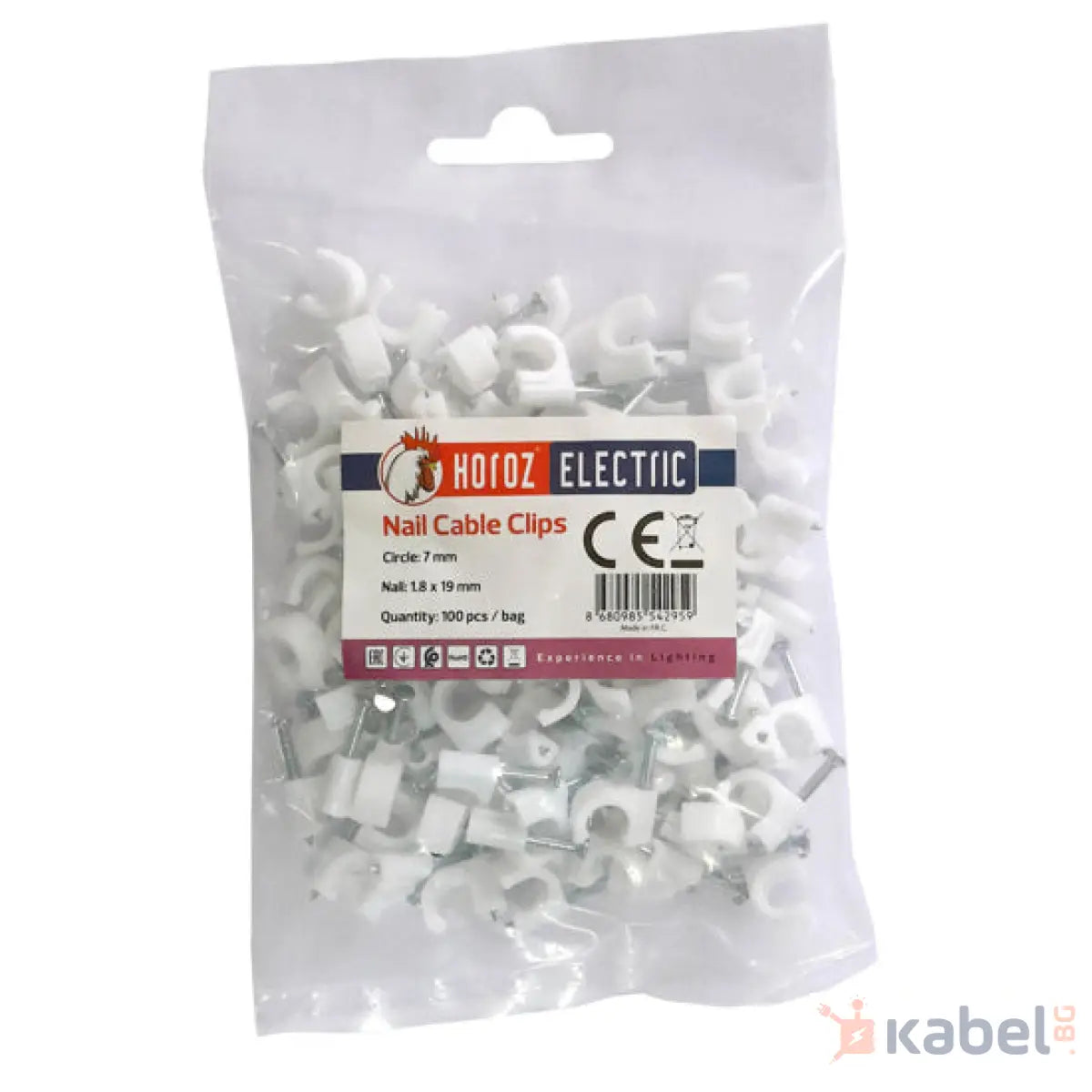 СКОБА ЗА КАБЕЛ 7mm С ПИРОН 100 БР/ПАК