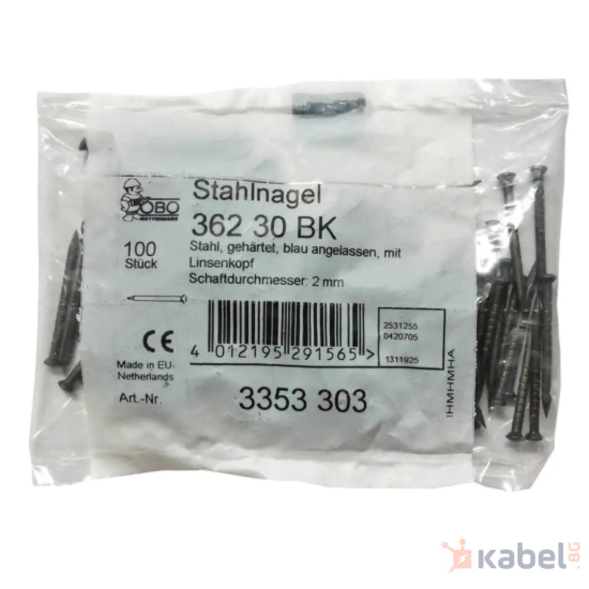 СТОМАНЕН ПИРОН 30mm 100БР/ПАК 3353303 OBO