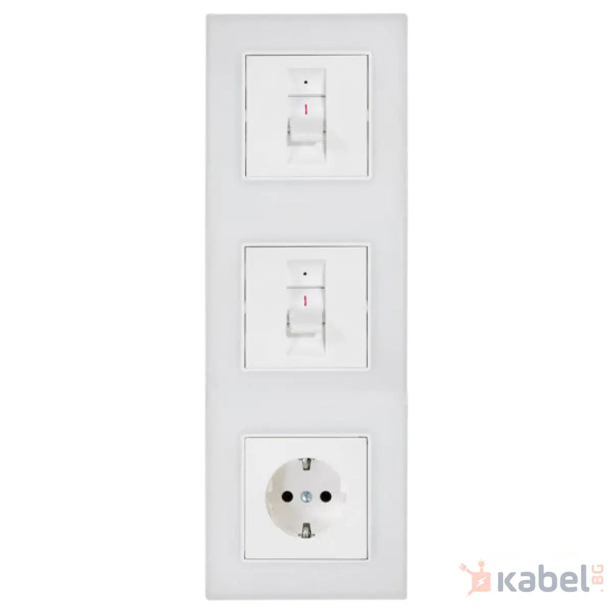 Комбиниран 2 ключа с контакт Бял 25А