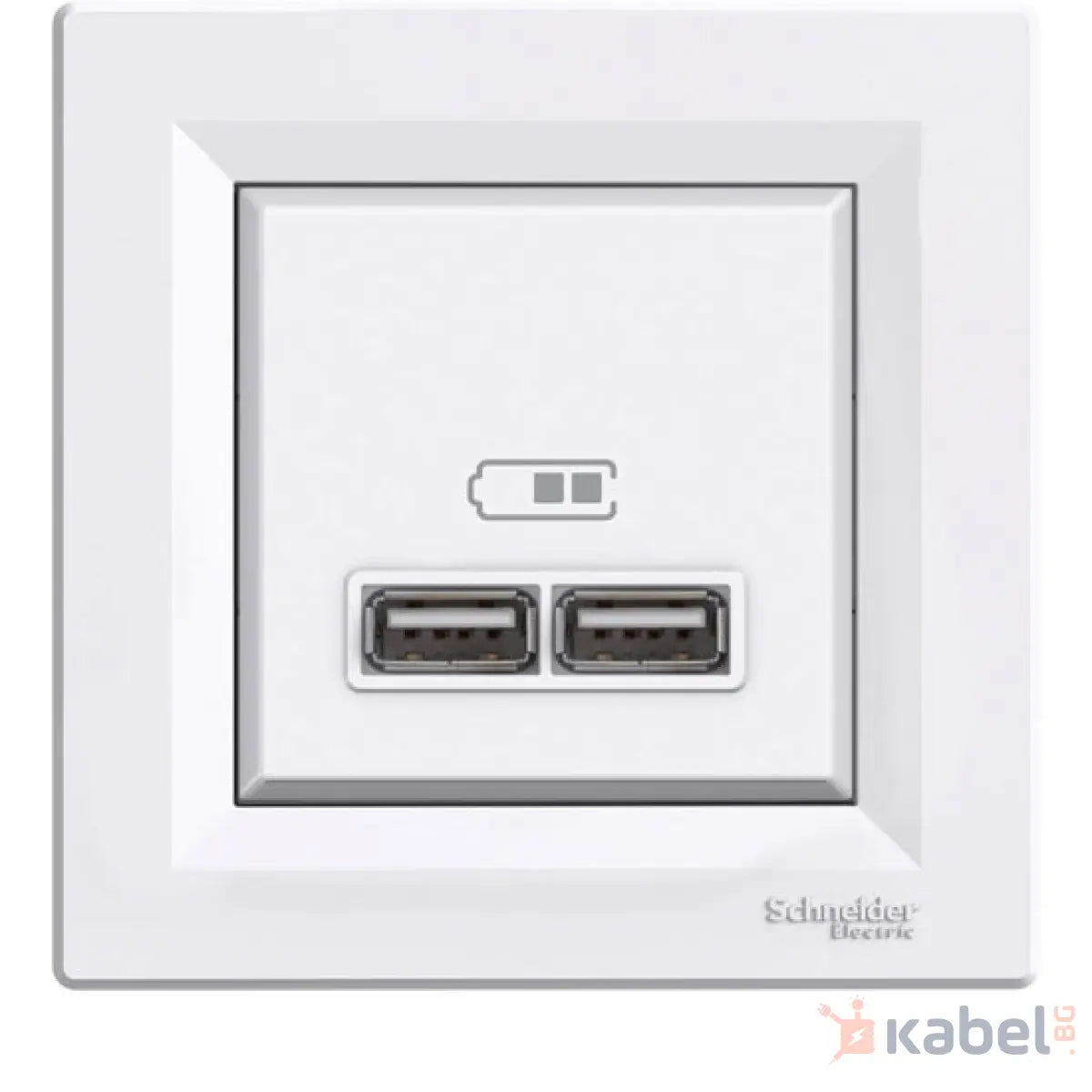 USB Контакт Асфора Шнайдер Бял 2.1А USB Скрит - вграден монтаж IP20 Asfora EPH2700221