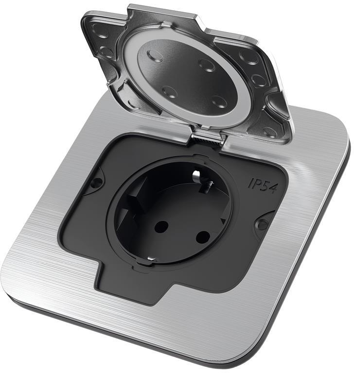 Контакт шуко IP 54 , цвят стомана , Ø 60 mm , Commel