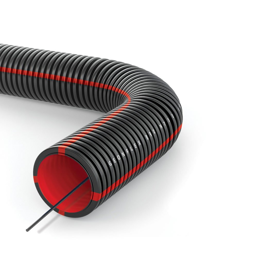 Двуслойна HDPE гофрирана тръба за подземно полагане с кабелен водач ?75, GEONFLEX L450 Ф75