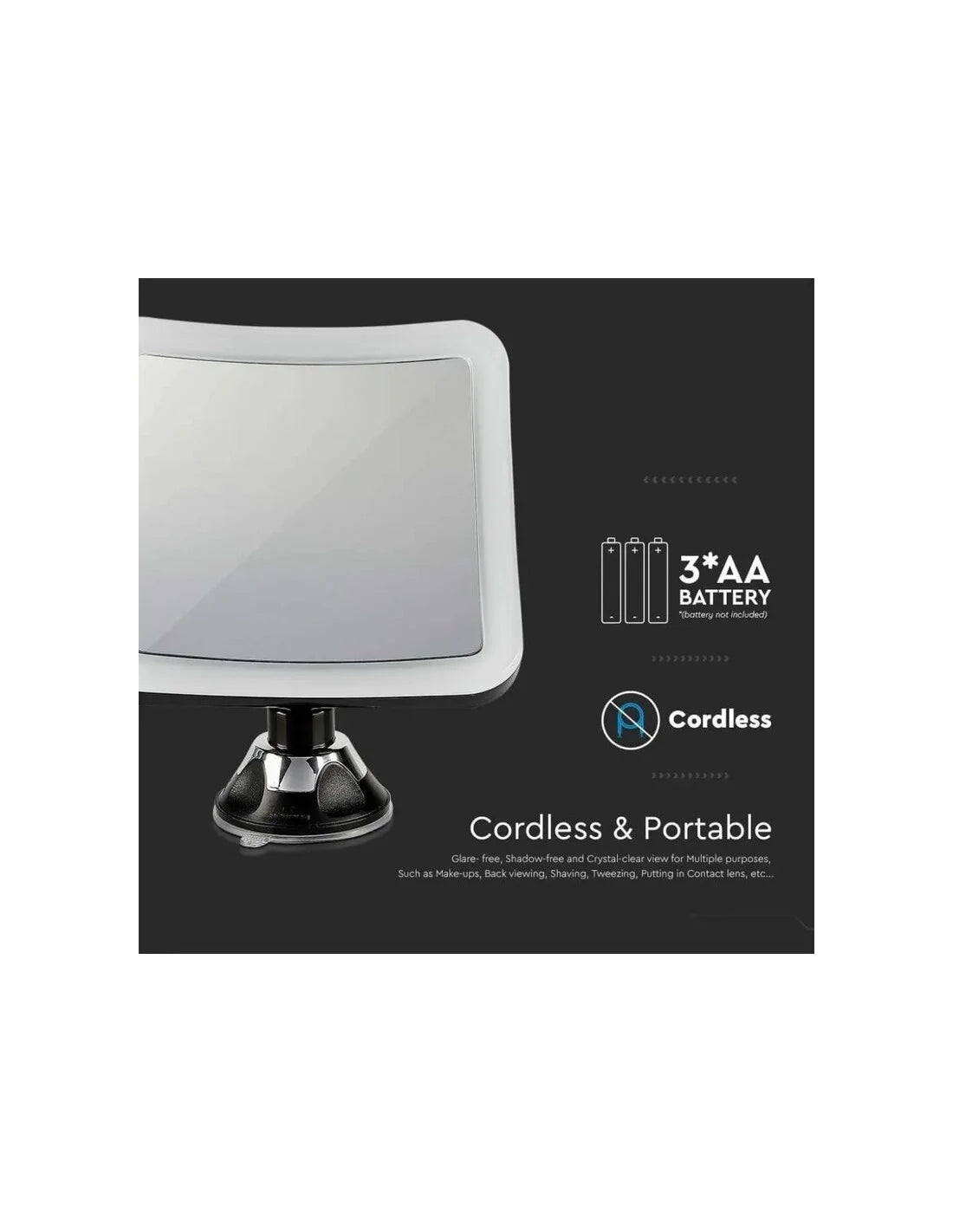 3.2 LED Огледало 3 x AA Батерии Черно Тяло