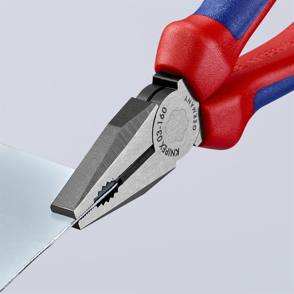 Комбинирани клещи , синьо - червена ръкохватка 160 мм , Knipex