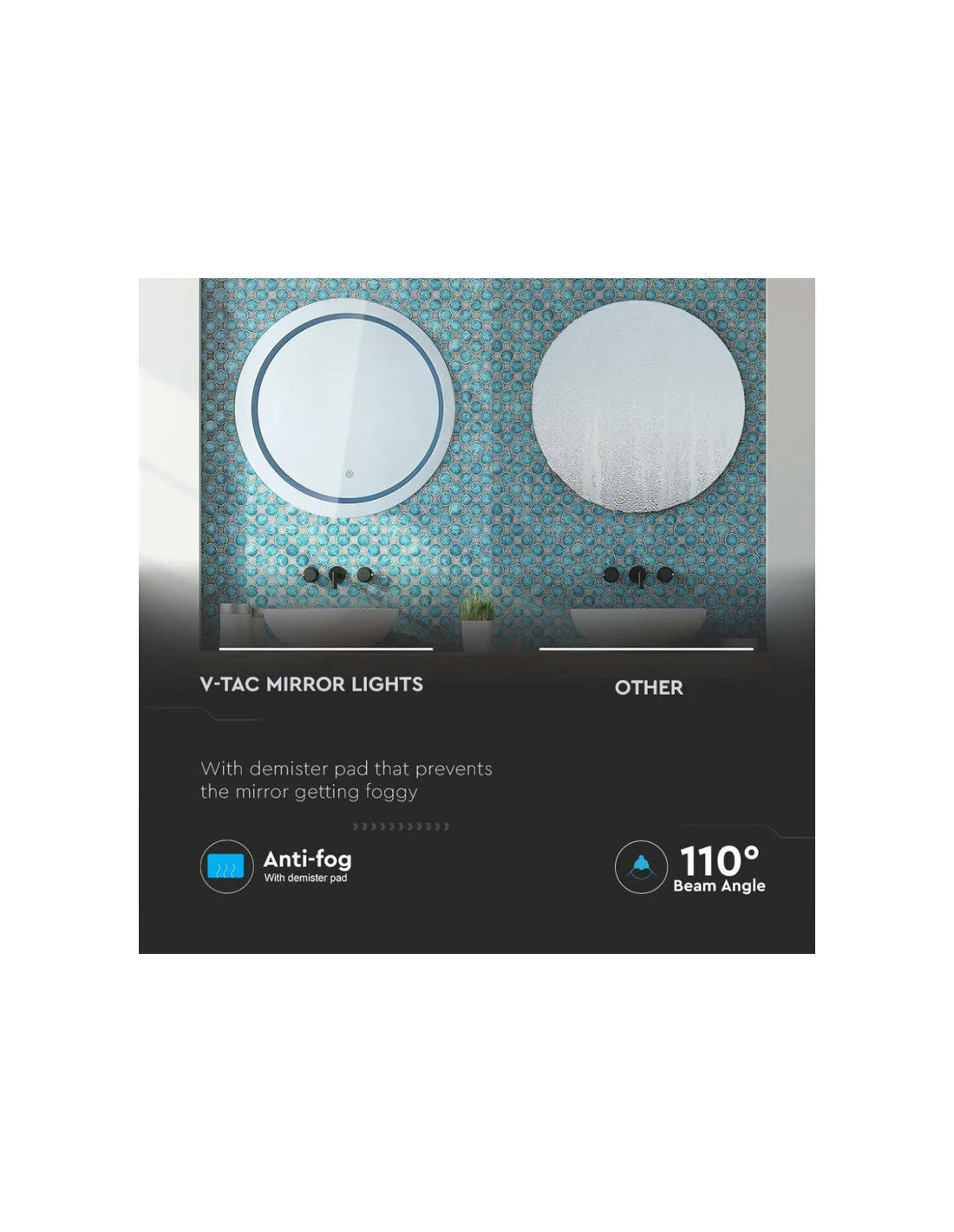 25 W LED Огледало Кръг Докосване Промяна на Цвета IP 44 Anti Fog 3 в 1