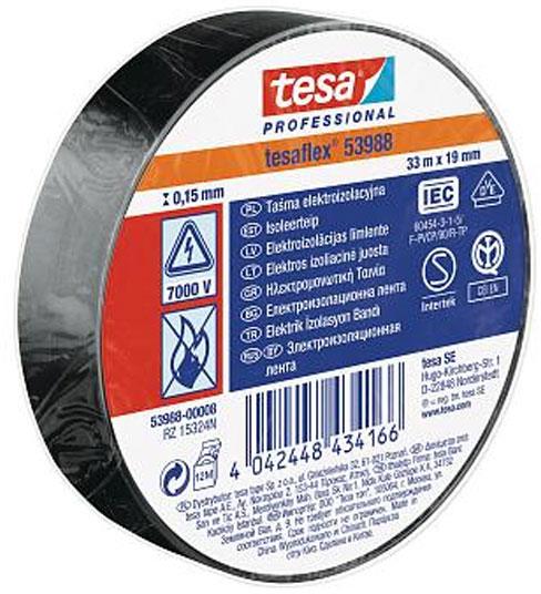 Изолационна лента цвят ЧЕРЕН tesaflex 53988 0.15 мм х 19 мм , дължина 33 м tesa® Professional