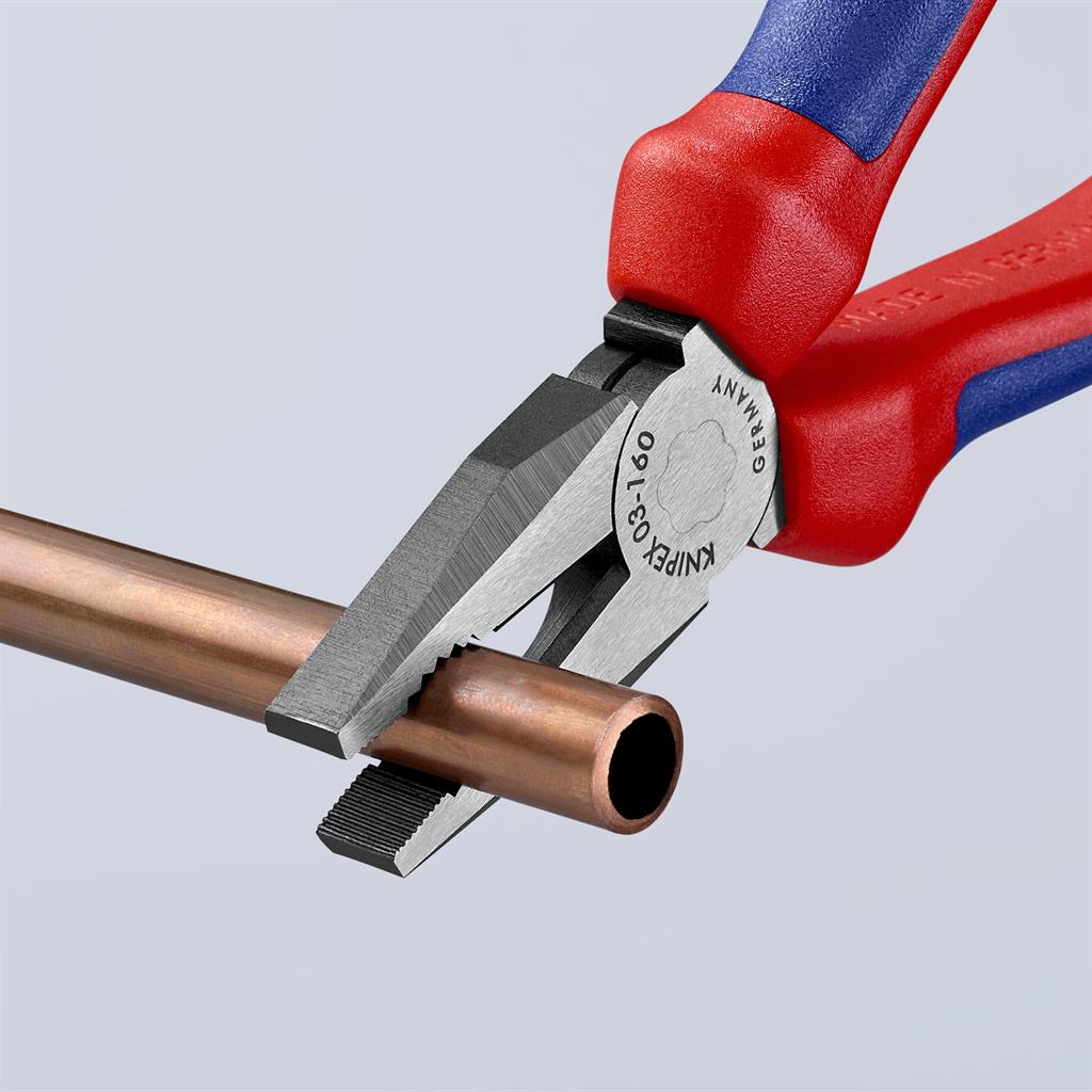Комбинирани клещи , синьо - червена ръкохватка 160 мм , Knipex