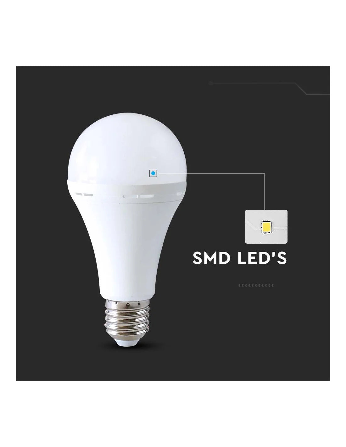 LED Крушка 15 W E 27 A 90 Пластик Аварийна 4000 К