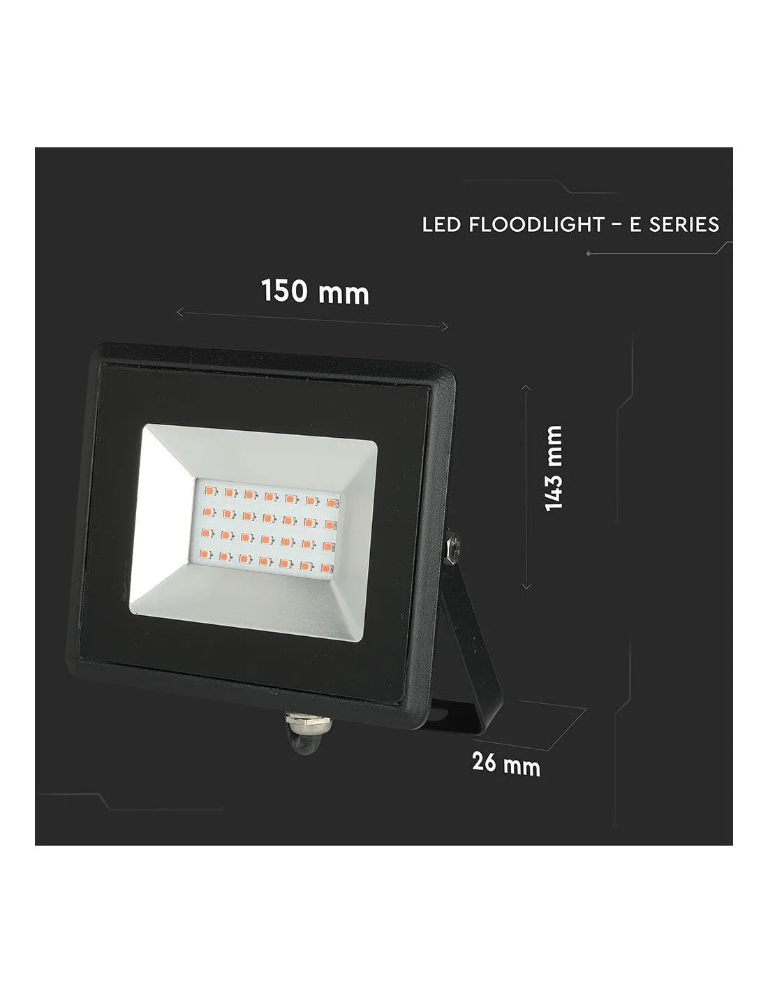 20 W LED Прожектор E-Series Черно Тяло Червен IP 65