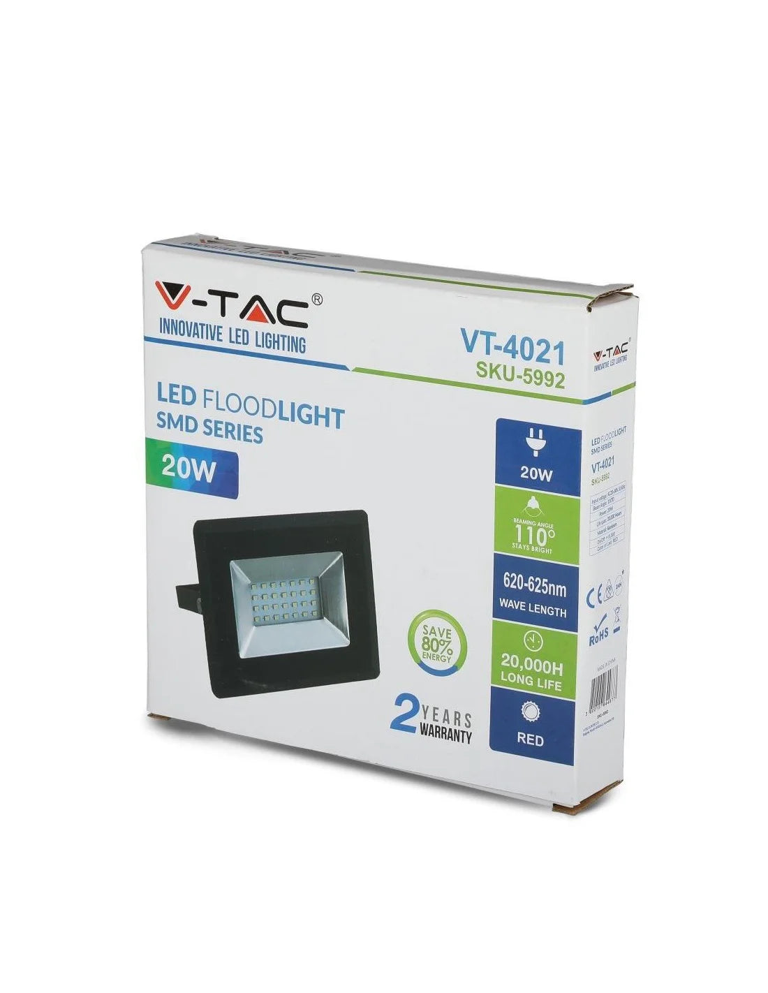 20 W LED Прожектор E-Series Черно Тяло Червен IP 65