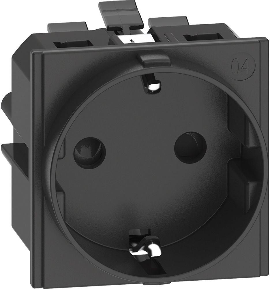 Контакт ШУКО 2P+E 2 мод. 16A детска защита авт. клеми цвят Черен Living Now Bticino