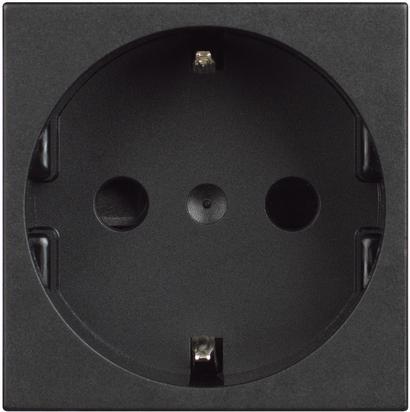 Контакт ШУКО 2P+E 2 мод. 16A детска защита цвят Черен /блистер/ Classia Bticino