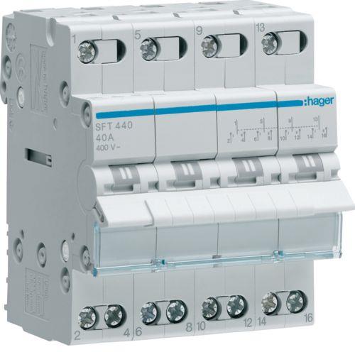 Ум шалтер I - 0 - II DIN монтаж SFT440 40 A 4 P 400 V 4 мод. Hager
