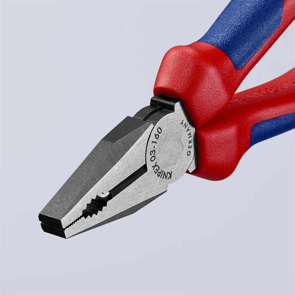 Комбинирани клещи , синьо - червена ръкохватка 160 мм , Knipex