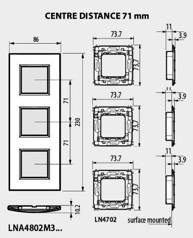 Рамка 3х2 мод. правоъгълна Anthracite LL Bticino