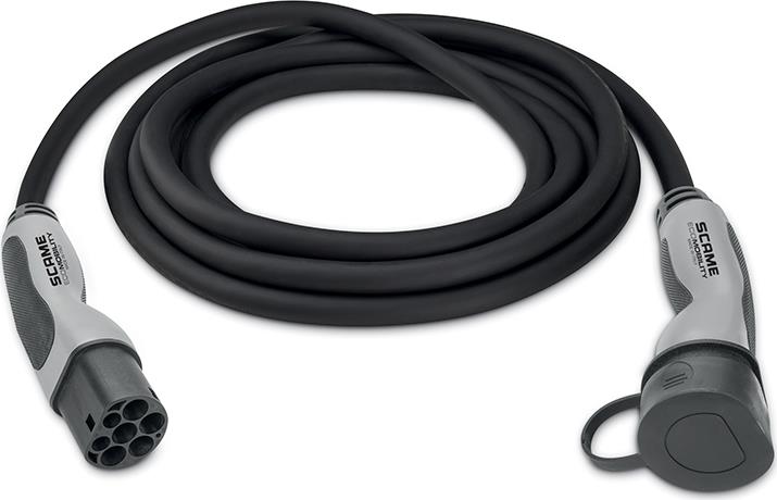 Кабел 5м за зареждане на ЕЛЕКТРОМОБИЛ в Mode 3 , за станции 3 P до 22.1 kW , с конектори Type 2 към Type 2 , Scame