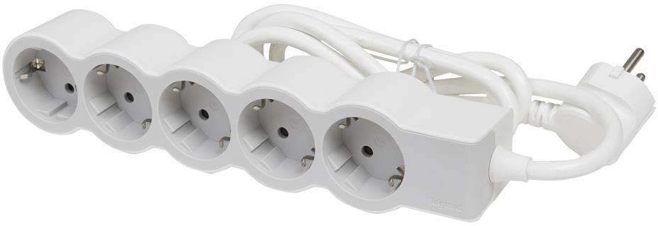 Разклонител БЯЛ 5x2P+E с кабел 1.5 метра / 3x1.5мм2 Standard NEW Legrand