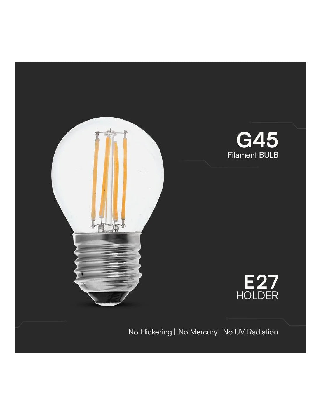 LED Крушка 6 W Filament E 27 G45 6500 К