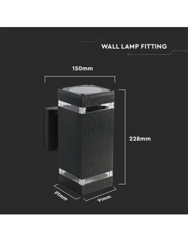 LED Стенна Лампа Черна Квадрат IP 44